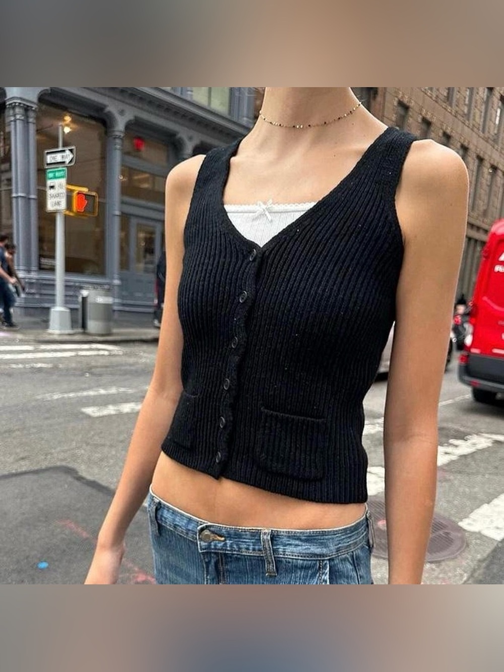 Brandy Melville Elizabeth Button-Up Knit Vest